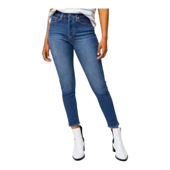 Levi's Blue Denim Jeans Wedgie Skinny High Rise Stretch Women's Size 24 - Picture 1 of 16